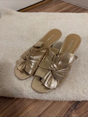 CL by Chinese Laundry Metallic Gold Knot Slide Mules